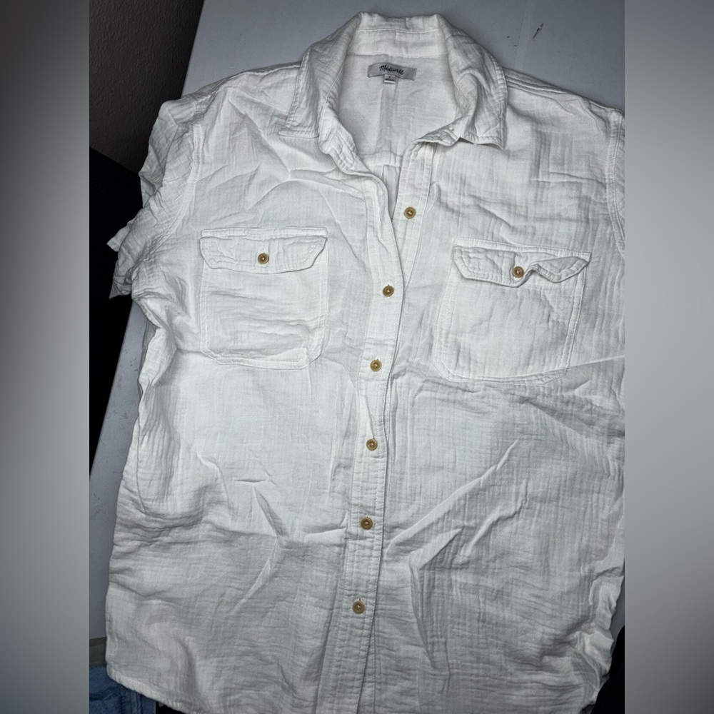 Madewell white Button Down Shirt with Pockets